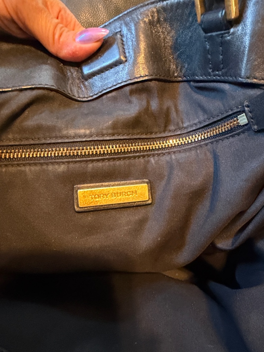 Tory Burch Quilted Black Leather Tote with Gold Logo - Picture 11 of 11